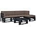 Set Divani a Pallet e Cuscini 4 pz in Pino Impregnato Nero - Foto miniatura 1