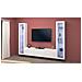 Parete Attrezzata Gino, Set Salotto Porta Tv A 3 Ante, Mobile Soggiorno Multiuso Con Vetrina E Luce Led, 100% Made In Italy, Cm 260x30h180, Bianco Lucido - Foto miniatura 1