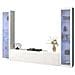Parete Attrezzata Gino, Set Salotto Porta Tv A 3 Ante, Mobile Soggiorno Multiuso Con Vetrina E Luce Led, 100% Made In Italy, Cm 260x30h180, Bianco Lucido - Foto miniatura 2