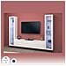 Parete Attrezzata Gino, Set Salotto Porta Tv A 3 Ante, Mobile Soggiorno Multiuso Con Vetrina E Luce Led, 100% Made In Italy, Cm 260x30h180, Bianco Lucido - Foto miniatura 4
