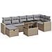 Set Divano da Giardino 8 pz con Cuscini Beige in Polyrattan - Foto miniatura 1