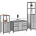 Set di mobili per il bagno con porta 3 pcs Grigio sonoma e Nero - Foto miniatura 3