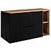 Mobile da bagno, Beige, 80 cm, 2 cassetti con chiusura ammortizzata, Frontali scanalati - Foto miniatura 1