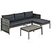 Set Divani Da Giardino 9 Pz In Polyrattan Grigio - Foto miniatura 1
