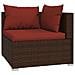 Set Divani da Giardino 5 pz con Cuscini in Polyrattan Marrone - Foto miniatura 2