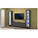 Parete Attrezzata Gino, Set Salotto Porta Tv A 3 Ante, Mobile Soggiorno Multiuso Con Vetrina E Luce Led, 100% Made In Italy, Cm 260x30h180, Antracite - Foto miniatura 1
