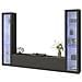 Parete Attrezzata Gino, Set Salotto Porta Tv A 3 Ante, Mobile Soggiorno Multiuso Con Vetrina E Luce Led, 100% Made In Italy, Cm 260x30h180, Antracite - Foto miniatura 2