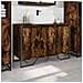 Mobile Lavabo Bagno Rovere Fumo 91x35x60 Cm In Truciolato - Foto miniatura 3