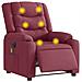 Poltrona Massaggiante Reclinabile Elettrica Rosso Vino Tessuto - Foto miniatura 1