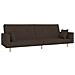 Divano Letto a 2 Posti con 2 Cuscini Marrone Scuro in Tessuto - Foto miniatura 1