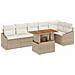 Set da Pranzo da Giardino 7 Pezzi con Cuscini Beige in Polirattan Acacia - Foto miniatura 1