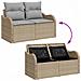Set divani da giardino  4 pezzi con cuscini in rattan poly beige, Divano da giardino  2 posti con spazio di stoccaggio e cuscini in rattan poly beige - Foto miniatura 9