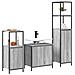 Set di mobili per il bagno con porta 3 pcs Grigio sonoma e Nero - Foto miniatura 3