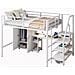 Letto Soppalco Con Armadio, Scrivania, Scaffali E Scala Contenitore - Foto miniatura 1