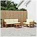 Set di divani da esterno 6 pcs Naturale e Crema Poliestere - Foto miniatura 2