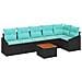 Set Divano da Giardino con cuscino 7 pcs Nero polyrattan - Foto miniatura 1