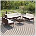 Set Divani Da Giardino 8 Pz Con Cuscini In Polyrattan Marrone - Foto miniatura 1