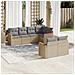 Set Divani Da Giardino 7 Pz Con Cuscini Beige In Polyrattan - Foto miniatura 3