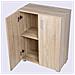 Mobile Madia con Doppia Anta 2 Ripiani Mobiletto Credenza Cucina Bagno Quercia - Foto miniatura 4
