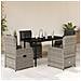 Set Da Pranzo Da Giardino 5 Pz Con Cuscini In Polyrattan Grigio - Foto miniatura 1