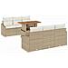 Set da Pranzo da Giardino 7 Pezzi con Cuscini Beige in Polirattan Acacia - Foto miniatura 1