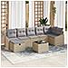Set Divano da Giardino a 8 Pezzi con Cuscini Beige Polirattan - Foto miniatura 2