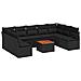 Set Divano Giardino 10 Pezzi con Cuscini Nero Polyrattan Acacia, Divano Giardino 2 Posti con Spazio di Archiviazione & Cuscini Nero Polyrattan - Foto miniatura 1