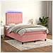 Letto a Molle con Materasso e LED Rosa 120x190 cm in Velluto - Foto miniatura 5