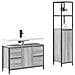 Set di mobili per il bagno con porta 2 pcs Grigio sonoma e Nero - Foto miniatura 3
