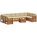 Set divani 11 pcs Naturale e Beige Legno di Acacia Massello - Foto miniatura 3