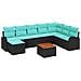 Set Divano da Giardino 9 pcs Nero e Turchese polyrattan - Foto miniatura 1
