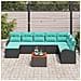 Set Divano da Giardino 9 pcs Nero e Turchese polyrattan - Foto miniatura 3