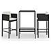 Set Bar Da Giardino 3 Pz Con Cuscini Polyrattan Nero - Foto miniatura 1