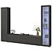 Parete Attrezzata Girolamo, Set Salotto Porta Tv A 3 Ante, Mobile Soggiorno Multiuso Con Vetrina E Luce Led, 100% Made In Italy, Cm 260x30h180, Antracite - Foto miniatura 2