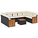 Set Divani Da Giardino 10pz Con Cuscini In Polyrattan Nero - Foto miniatura 2