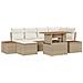 Set da pranzo da giardino 7 pezzi con cuscini beige in polirattan e acacia - Foto miniatura 1