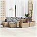 Set Divano da Giardino 7 Pezzi con Cuscini Beige Polirattan - Foto miniatura 2