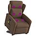 Poltrona Alzapersona Massaggiante Reclinabile Marrone Tessuto - Foto miniatura 3