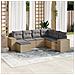 Set Divani da Giardino 7 pz con Cuscini Beige in Polyrattan - Foto miniatura 2