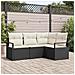 Set Divano da Giardino con cuscino 4 pcs Nero e Crema - Foto miniatura 2