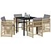 Set da Pranzo per Giardino 5 pcs Beige polyrattan - Foto miniatura 3