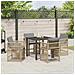 Set da Pranzo per Giardino 5 pcs Beige polyrattan - Foto miniatura 4