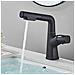 Rubinetto per lavabo da bagno, Blackswan, tipo M348, modello sollevabile nero opaco, con due modalità, misura 24 cm - Foto miniatura 1