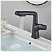 Rubinetto per lavabo da bagno, Blackswan, tipo M348, modello sollevabile nero opaco, con due modalità, misura 24 cm - Foto miniatura 2