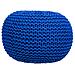 Pouf In Cotone Intrecciato Blu 38x38x28h - Foto miniatura 2