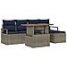 Set da Pranzo per Giardino con cuscino 6 pcs Grigio e Blu Navy - Foto miniatura 1