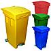 Bidone quadro per raccolta differenziata con ruote e pedale blu - Foto miniatura 4