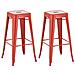 Set 2 Sgabelli Bar Joshua in Metallo I Coppia Sgabelli Industriali Scandinavian Senza Schienale Impilabili I 2 Sgabelli da Bancone H 77 cm Rosso - Foto miniatura 5