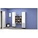Credenza Fausto, Set Da Soggiorno A 2 Ante E Ripiani, Buffet Da Soggiorno, Madia Da Cucina, 100% Made In Italy, Cm 170x30h180, Bianco Lucido E Acero - Foto miniatura 1