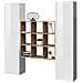 Credenza Fausto, Set Da Soggiorno A 2 Ante E Ripiani, Buffet Da Soggiorno, Madia Da Cucina, 100% Made In Italy, Cm 170x30h180, Bianco Lucido E Acero - Foto miniatura 4